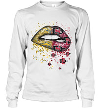 Load image into Gallery viewer, Los Angeles Chargers and San Diego State Aztecs glitter pattern sexy lips t shirt