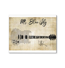 Load image into Gallery viewer, Electric Light Orchestra Mr Blue sky lyric guitar typography signed canvas