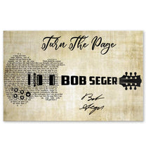 Load image into Gallery viewer, Bob Seger Turn the page lyric guitar typography signed poster