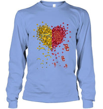 Load image into Gallery viewer, Los Angeles Chargers and USC Trojans tiny hearts shaped fan shirt