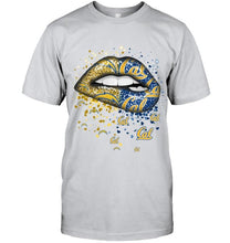 Load image into Gallery viewer, Los Angeles Chargers and California Golden Bears glitter pattern sexy lips t shirt
