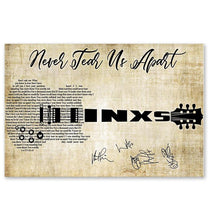 Load image into Gallery viewer, INXS Never tear us apart lyric guitar typography signed poster