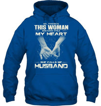 Load image into Gallery viewer, There's this woman kinda stole my heart call me husband Black T Shirt