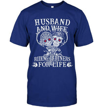 Load image into Gallery viewer, Husband and wife riding partners for life Black T Shirt