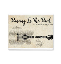 Load image into Gallery viewer, Bruce Springsteen dancing in the dark lyric guitar typography signed canvas