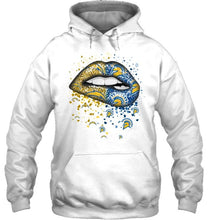 Load image into Gallery viewer, Los Angeles Chargers and San Jose State Spartans glitter pattern sexy lips t shirt