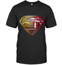 Load image into Gallery viewer, Los Angeles Chargers and Stanford Cardinal superman american flag layer shirt
