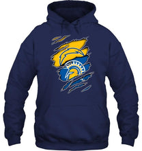 Load image into Gallery viewer, Los Angeles Chargers and San Jose State Spartans layer under ripped shirt