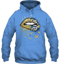 Load image into Gallery viewer, Los Angeles Chargers and California Golden Bears glitter pattern sexy lips t shirt