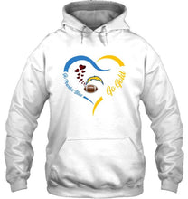 Load image into Gallery viewer, Go Powder blue Go gold Los Angeles Chargers fan heart shirt