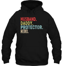 Load image into Gallery viewer, Husband daddy protector hero retro Black T Shirt