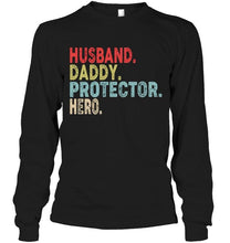 Load image into Gallery viewer, Husband daddy protector hero retro Black T Shirt
