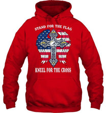 Load image into Gallery viewer, Stand for flag kneel for cross Los Angeles Chargers jesus cross american flag wings shirt
