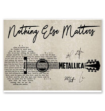 Load image into Gallery viewer, Metallica nothing else matter lyric guitar typography band member signed poster