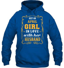 Load image into Gallery viewer, just april girl in love with husband Black T Shirt