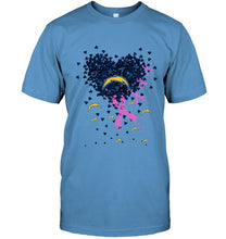 Load image into Gallery viewer, Los Angeles Chargers tiny heart love shaped br east cancer shirt