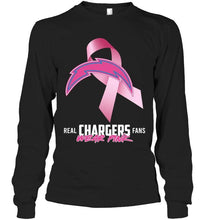 Load image into Gallery viewer, Los Angeles Chargers real fans wear pink br east cancer support shirt