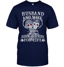 Load image into Gallery viewer, Husband and wife riding partners for life Black T Shirt