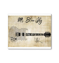 Load image into Gallery viewer, Electric Light Orchestra Mr Blue sky lyric guitar typography signed canvas
