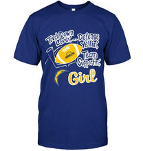 Load image into Gallery viewer, touch down lovin defense yellin team supportin Los Angeles Chargers girl shirt