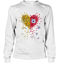 Load image into Gallery viewer, Los Angeles Chargers and Fresno State Bulldogs tiny hearts shaped fan shirt