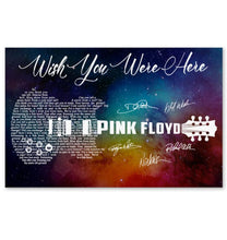 Load image into Gallery viewer, Pink floyd wish you were here lyric guitar typography coloful galaxy layer signed poster