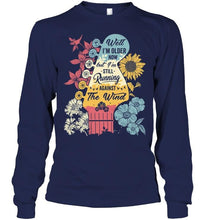 Load image into Gallery viewer, Guitar Flower Well I'm older now but i'm still running against the wind Black T Shirt