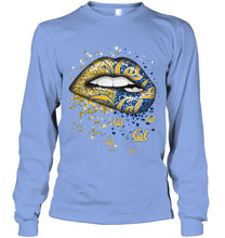 Load image into Gallery viewer, Los Angeles Chargers and California Golden Bears glitter pattern sexy lips t shirt