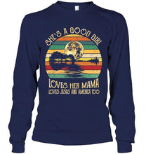 Load image into Gallery viewer, She's good girl loves Mama Jesus and America too jungle guitar moon T Shirt