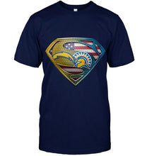 Load image into Gallery viewer, Los Angeles Chargers and San Jose State Spartans superman american flag layer shirt