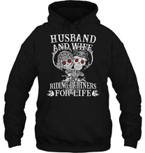 Load image into Gallery viewer, Husband and wife riding partners for life Black T Shirt