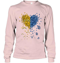 Load image into Gallery viewer, Los Angeles Chargers and San Diego Padres tiny hearts shaped fan shirt