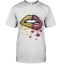 Load image into Gallery viewer, Los Angeles Chargers and San Diego State Aztecs glitter pattern sexy lips t shirt
