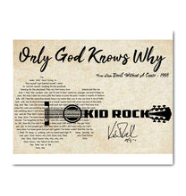 Load image into Gallery viewer, Kid Rock Only god knows why lyric guitar typography signed canvas