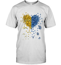 Load image into Gallery viewer, Los Angeles Chargers and San Diego Padres tiny hearts shaped fan shirt
