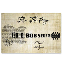 Load image into Gallery viewer, Bob Seger Turn the page lyric guitar typography signed poster