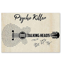 Load image into Gallery viewer, Talking Heads psycho killer lyric guitar typography signed poster