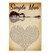 Load image into Gallery viewer, Lynyrd Skynyrd simple man lyric heart typography guitar jungle poster