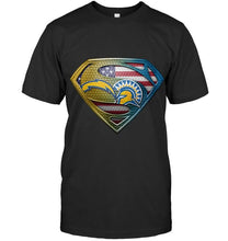 Load image into Gallery viewer, Los Angeles Chargers and San Jose State Spartans superman american flag layer shirt