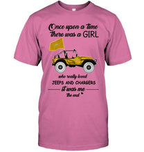 Load image into Gallery viewer, Once upon a time a girl really loved jeeps and Los Angeles Chargers it was me shirt