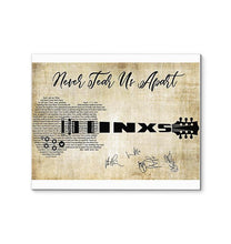 Load image into Gallery viewer, INXS Never tear us apart lyric guitar typography signed canvas
