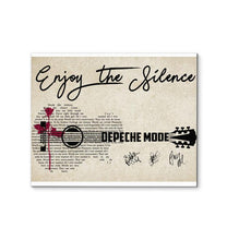 Load image into Gallery viewer, Depeche Mode enjoy the silence lyric guitar typography signed canvas