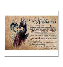 Load image into Gallery viewer, Dragon wife to husband I love you always with my whole heart canvas