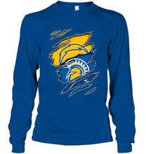 Load image into Gallery viewer, Los Angeles Chargers and San Jose State Spartans layer under ripped shirt