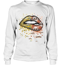 Load image into Gallery viewer, Los Angeles Chargers and San Francisco Giants glitter pattern sexy lips t shirt