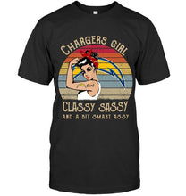Load image into Gallery viewer, Los Angeles Chargers girl classy sasy and a bit smart asy retro shirt