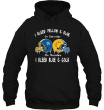 Load image into Gallery viewer, I bleed San Jose State Spartans yellow &amp; blue on saturday sunday I bleed Los Angeles Chargers gold &amp; blue shirt