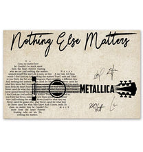 Load image into Gallery viewer, Metallica Nothing else matter lyric guitar typography signed poster