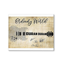 Load image into Gallery viewer, Duran Duran Ordinary world lyric guitar typography signed canvas