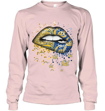Load image into Gallery viewer, Los Angeles Chargers and California Golden Bears glitter pattern sexy lips t shirt